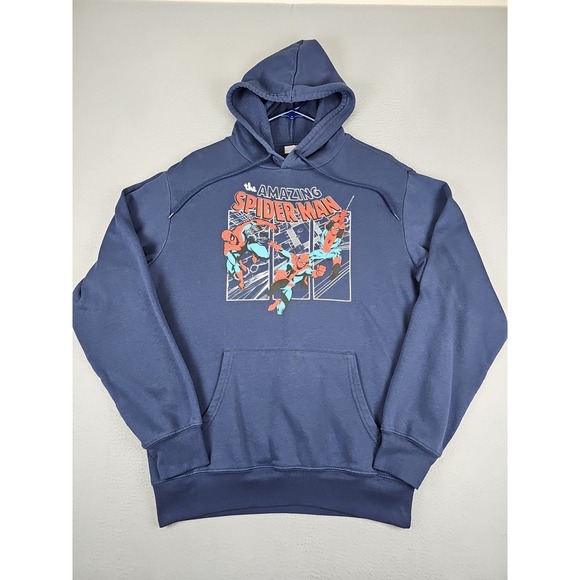 Marvel Other - Marvel The Amazing Spider-Man Long Sleeved Pull-Over Hoodie Men's Medium Blue